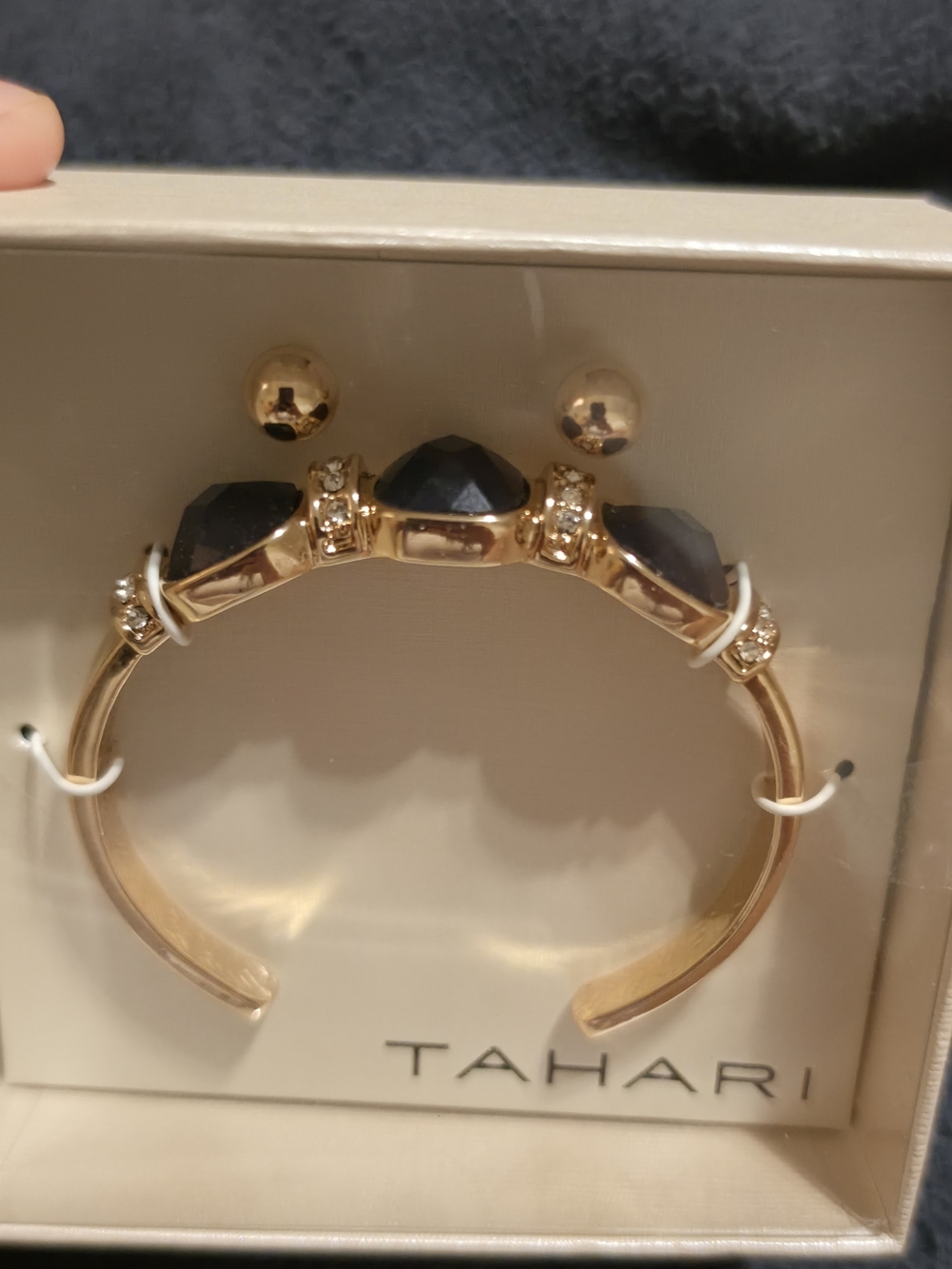 Tahari Gold Bracelet with Black Stones